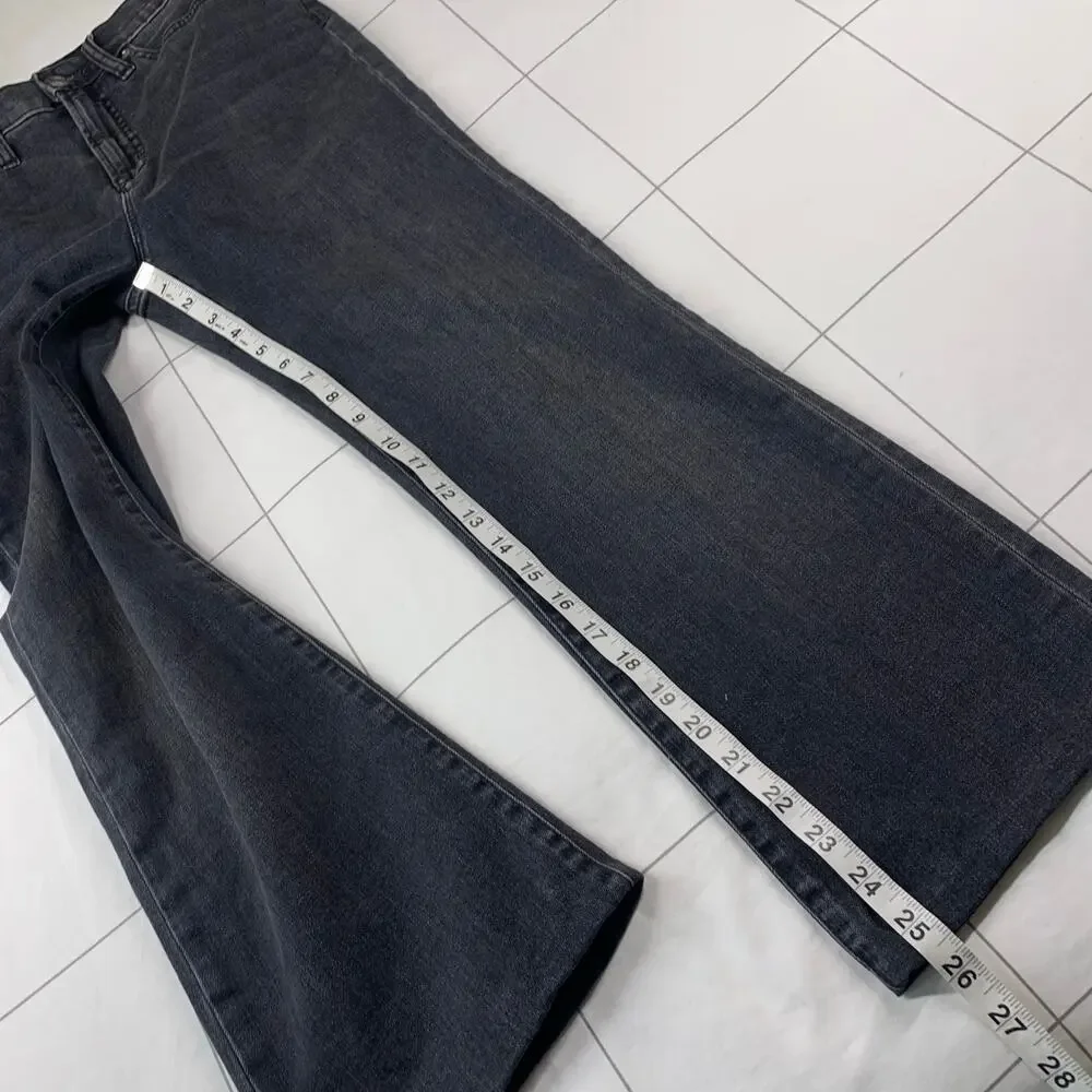 J. Crew Jeans Womens 28 Washed Black Curvy Demi Boot Hemmed High Rise Stretch